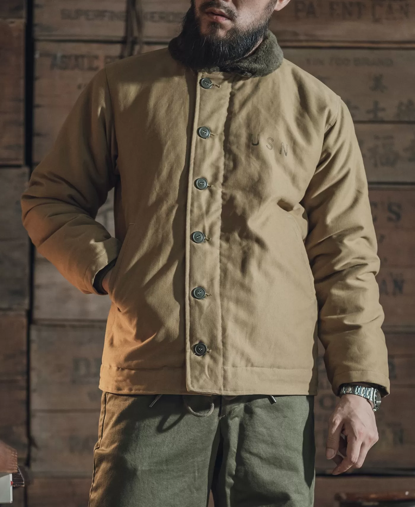 Store 1940s USN 3rd Type N-1 Woolen Deck Jacket - Stencil Jackets & Coats