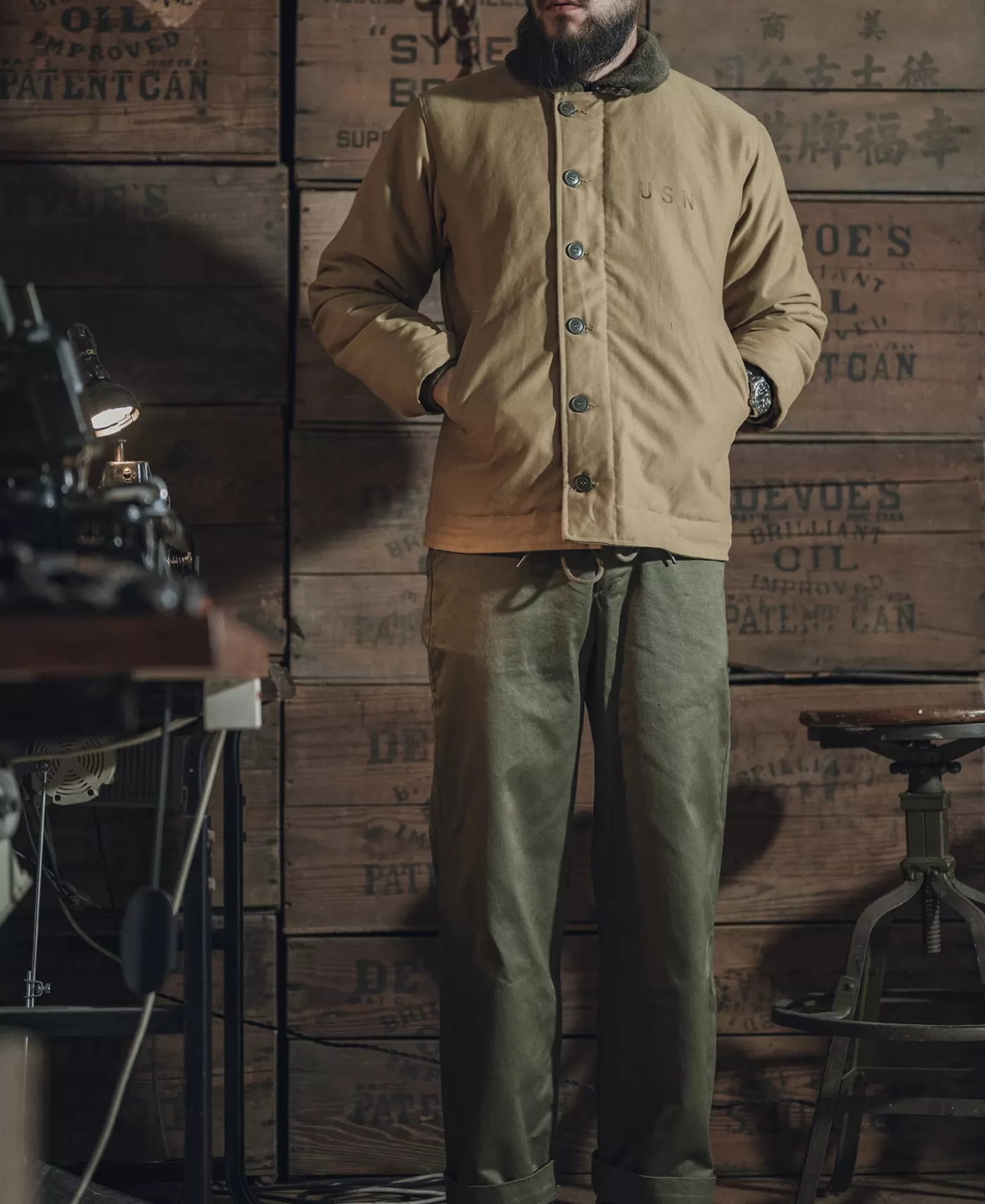 Store 1940s USN 3rd Type N-1 Woolen Deck Jacket - Stencil Jackets & Coats