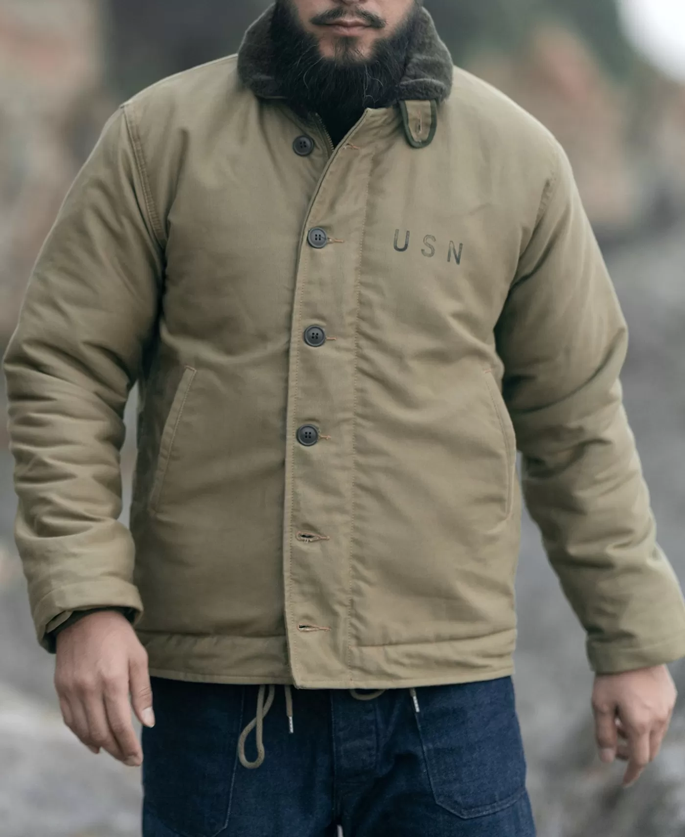 Store 1940s USN 3rd Type N-1 Woolen Deck Jacket - Stencil Jackets & Coats