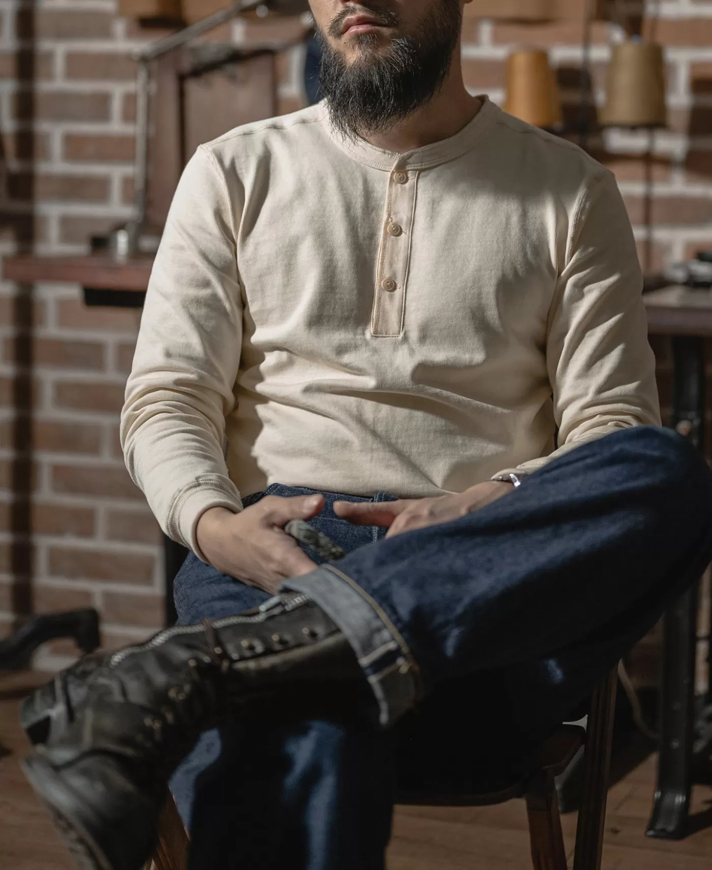 Outlet Vintage Long Sleeve Henley Shirt - Long Sleeve T-Shirts | Henleys