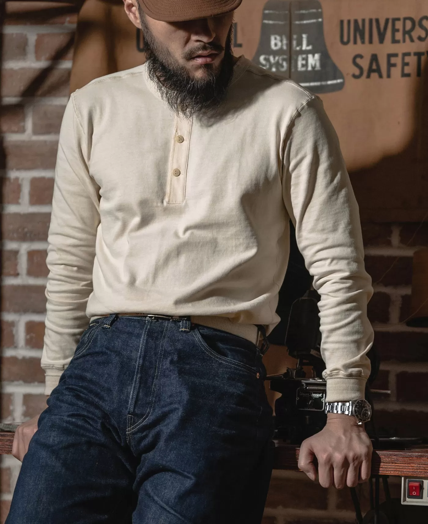 Outlet Vintage Long Sleeve Henley Shirt - Long Sleeve T-Shirts | Henleys